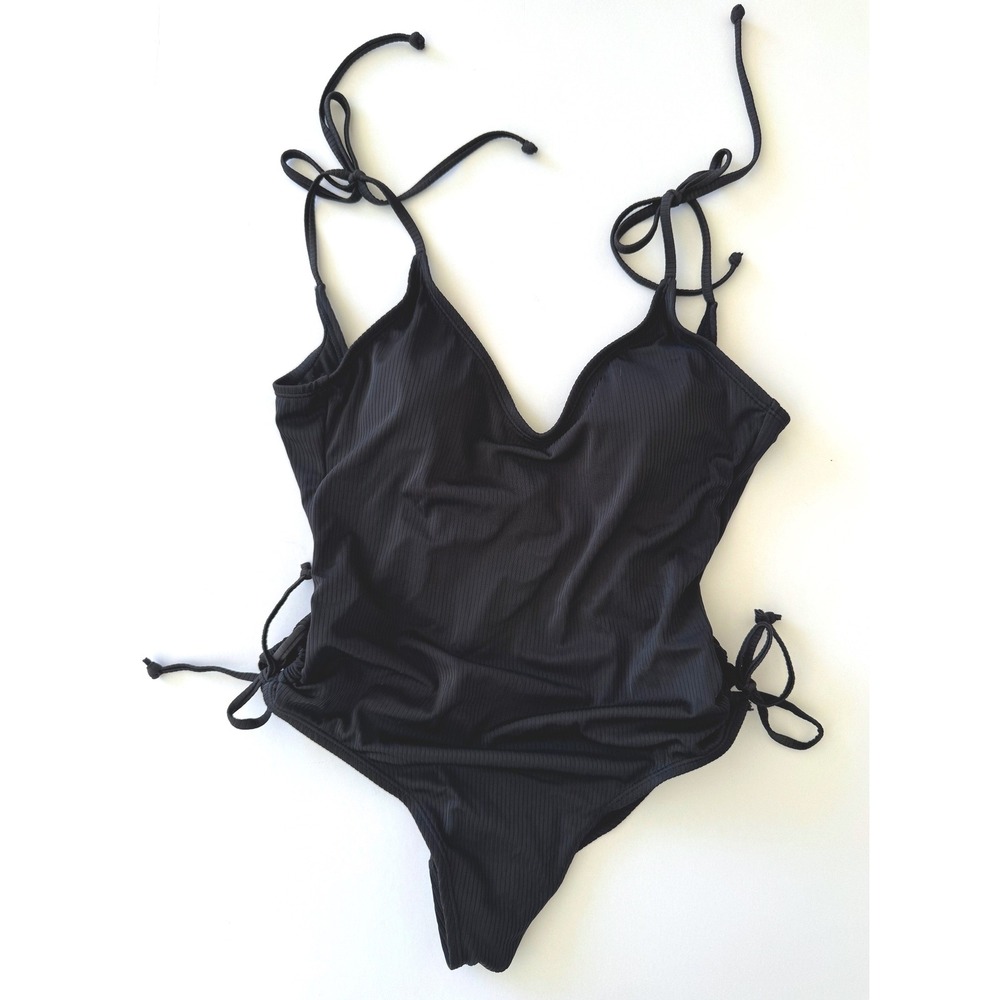 nwt Endless Waves One Piece Swimsuit Size L (12-14) Black UPF 50+ Minimalist